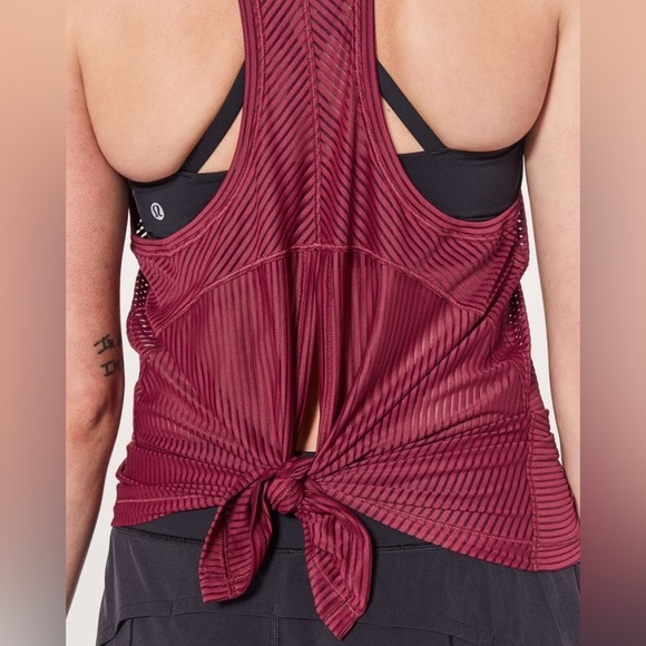 Lululemon Miles Ahead Mesh Tie Open Back Workout Gym Yoga Tank Top - Picture 5 of 8